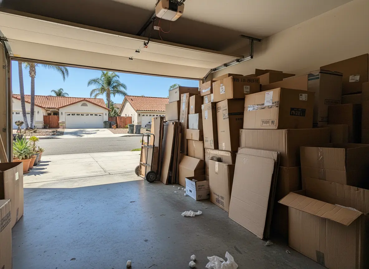 Stack of free cardboard moving boxes at a retail store
